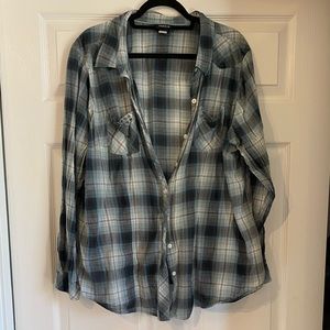 Torrid Green and Blue Plaid Button Down Shirt - Size 3